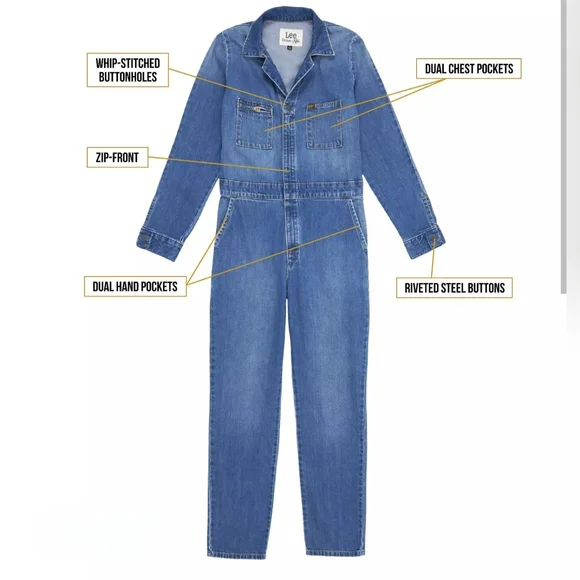 Lee Women's Sky Blue Denim Overalls - Picture 10 of 10